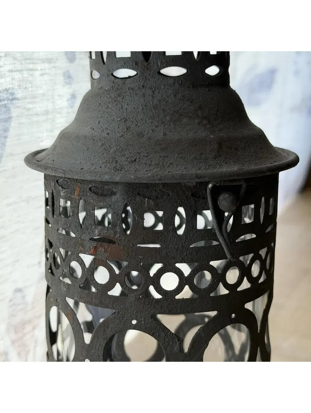 Decorative Metal Lantern Candle Holder with Lidded Top